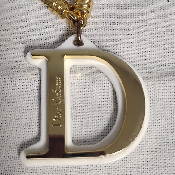 ❤️DIOR PARFUMS Gold Chain and Acrylic Dior Logo Necklace - Picture 1 of 6